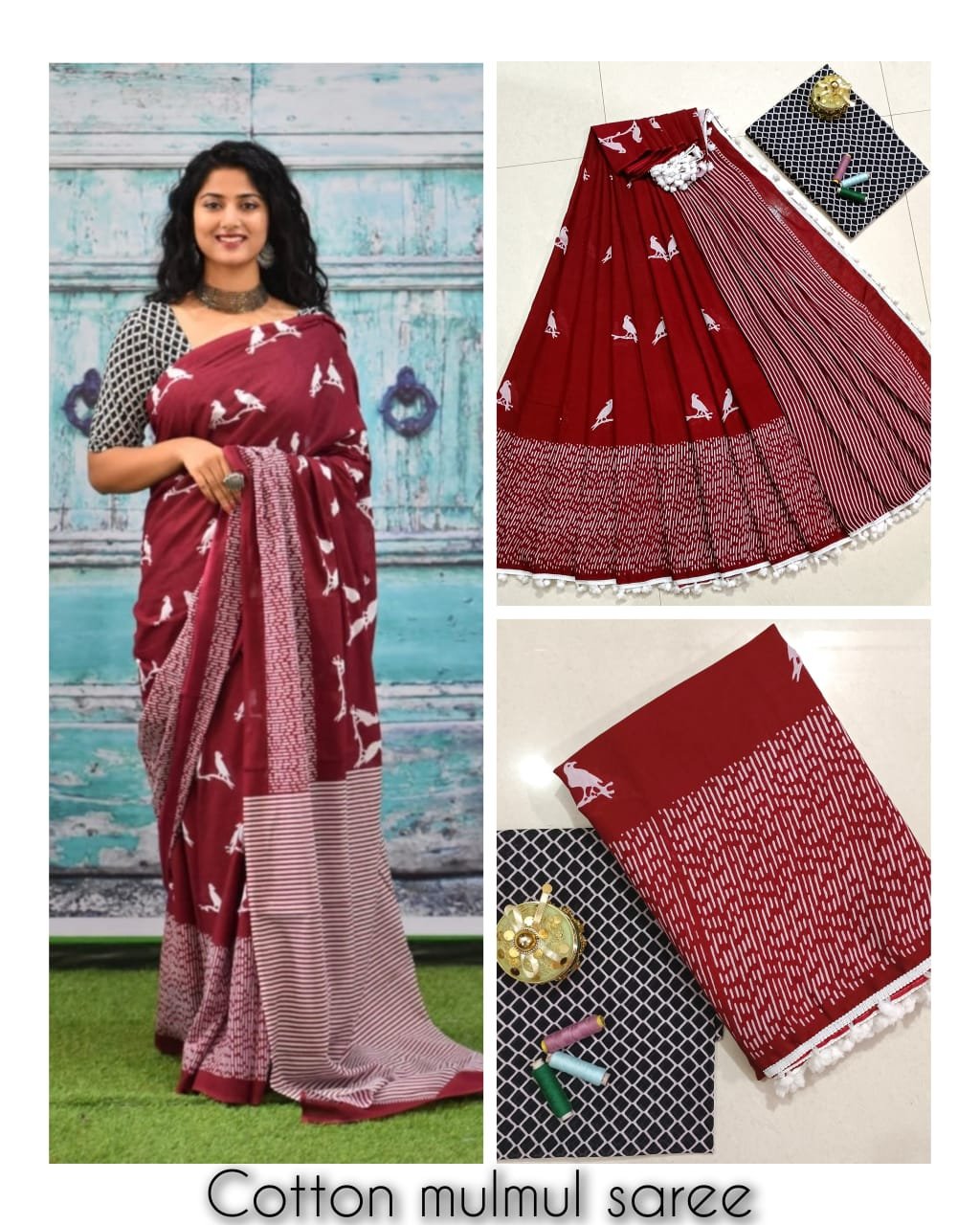 Bagru Block Printed Mulmul Cotton Saree